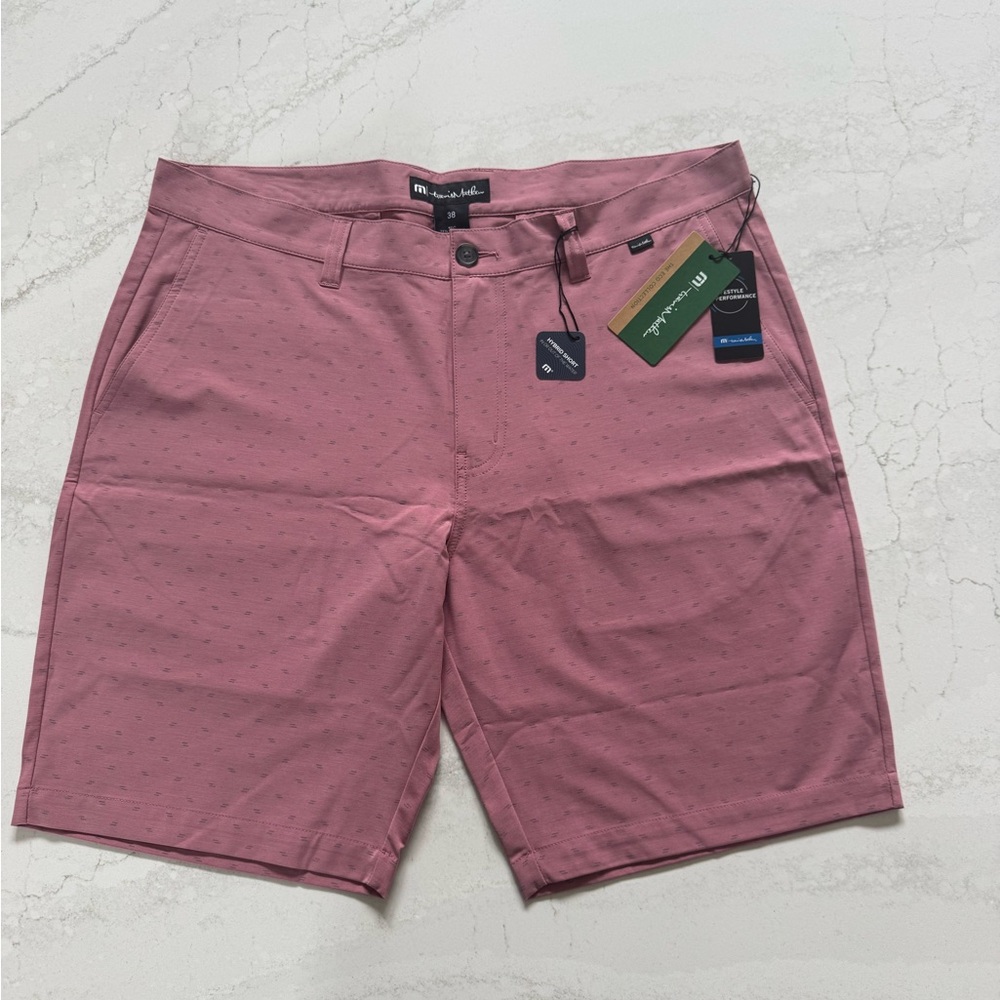 Travis Mathew Pink Flat Front Shorts with Tailored Fit
